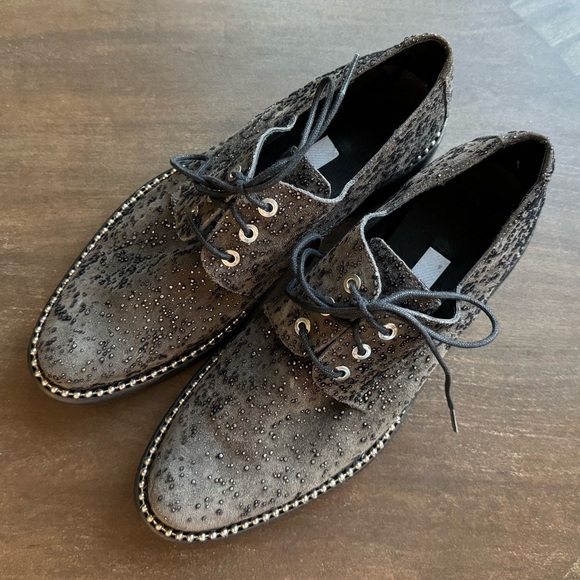 EUC Miista Adelaide Pewter Shine Suede & Leather Oxford Brogues - Size  38 - Picture 2 of 7